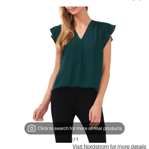 Chaus Women's Deep Green Flutter Sleeve Blouse - Picture 2 of 4